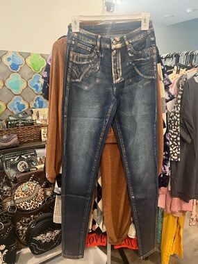 Dark Blue Gold Women's Skinny Jeans Size S By WFS